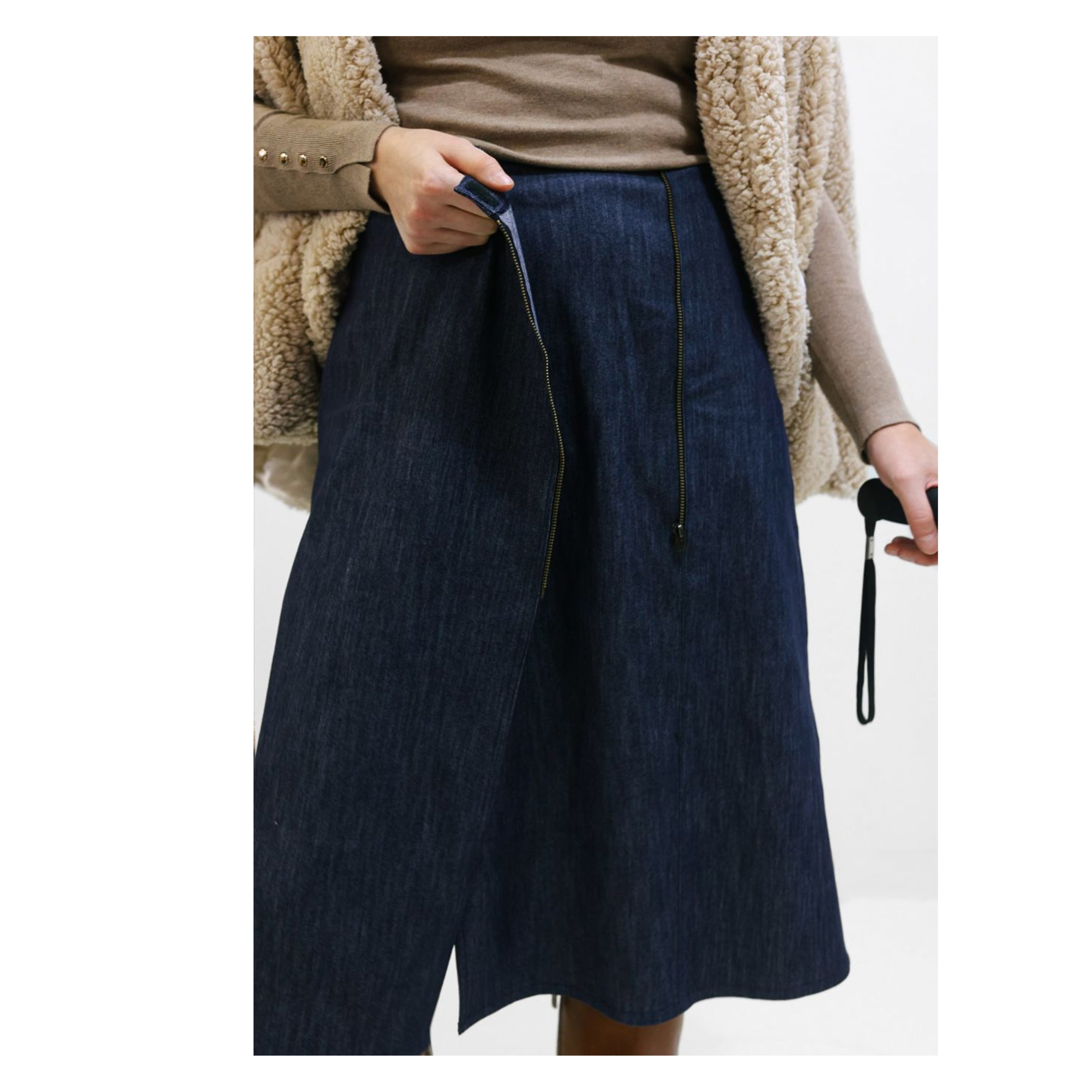 Women's Wrap Easy-Zip Denim Skirt