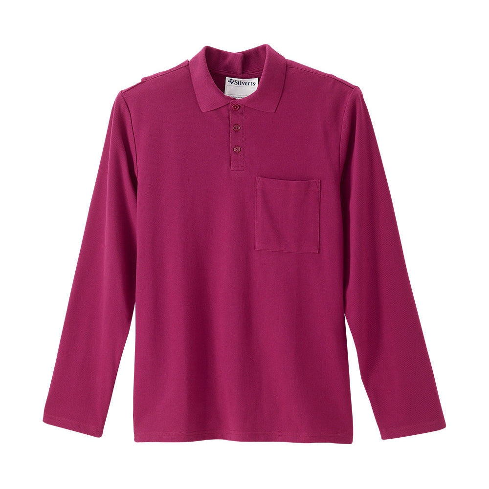 Men's Adaptive Open Back Polo Shirt with Long Sleeves