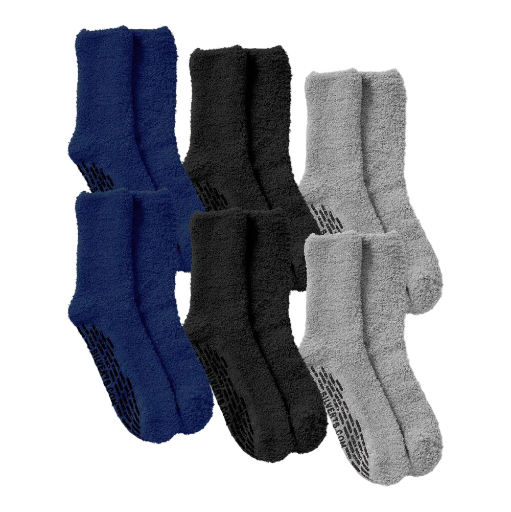 Non Gender Slip Resistant Fuzzy Socks - 6 Pack