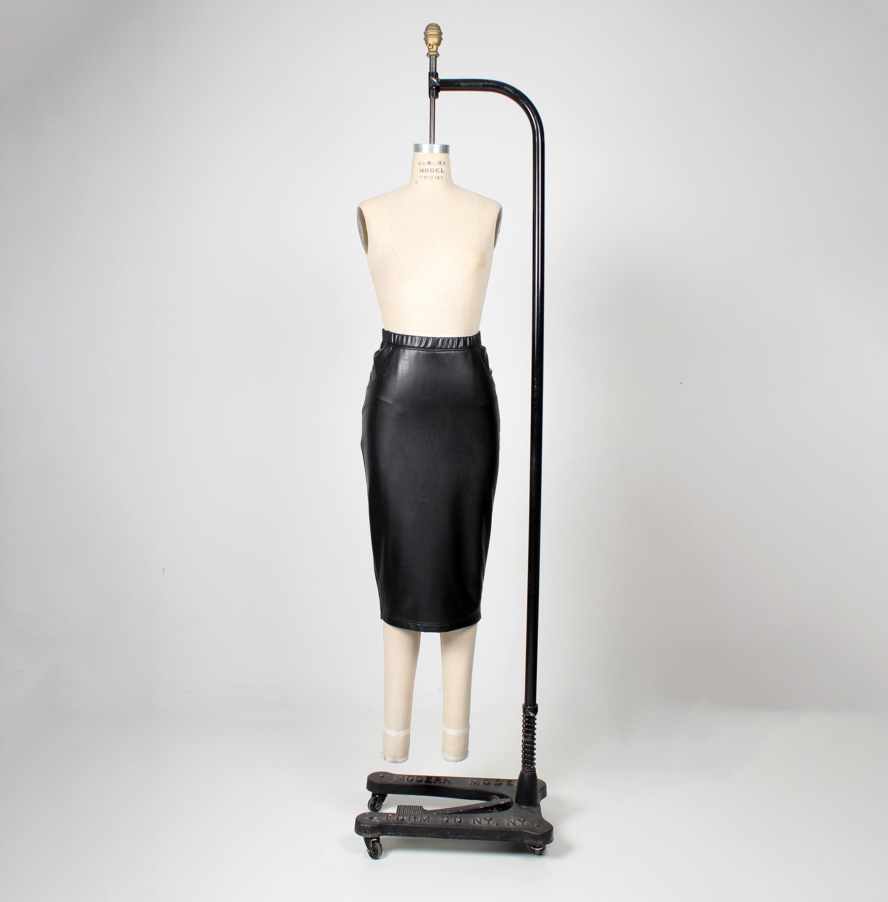 Seated Faux Leather Skirt with Ponte Knit Back