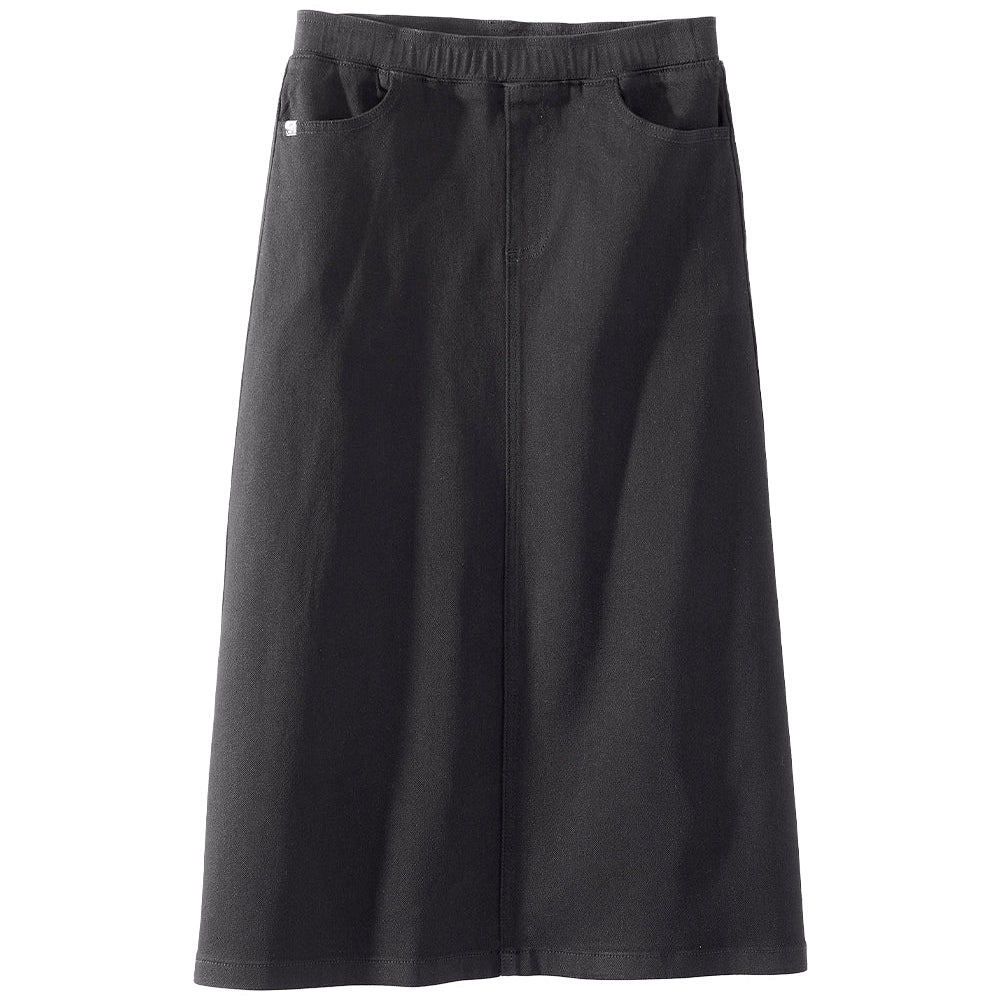 Women's Easy Pull-On Denim Midi Skirt