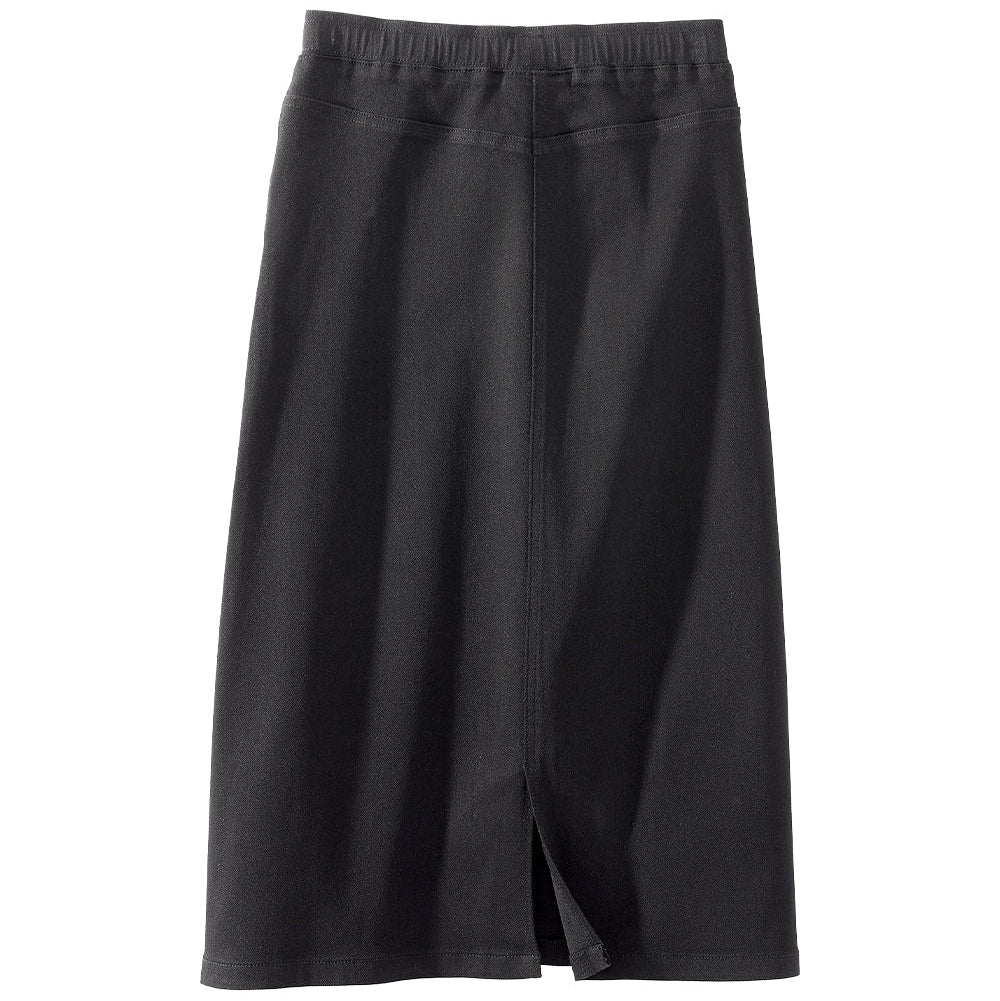 Women's Easy Pull-On Denim Midi Skirt