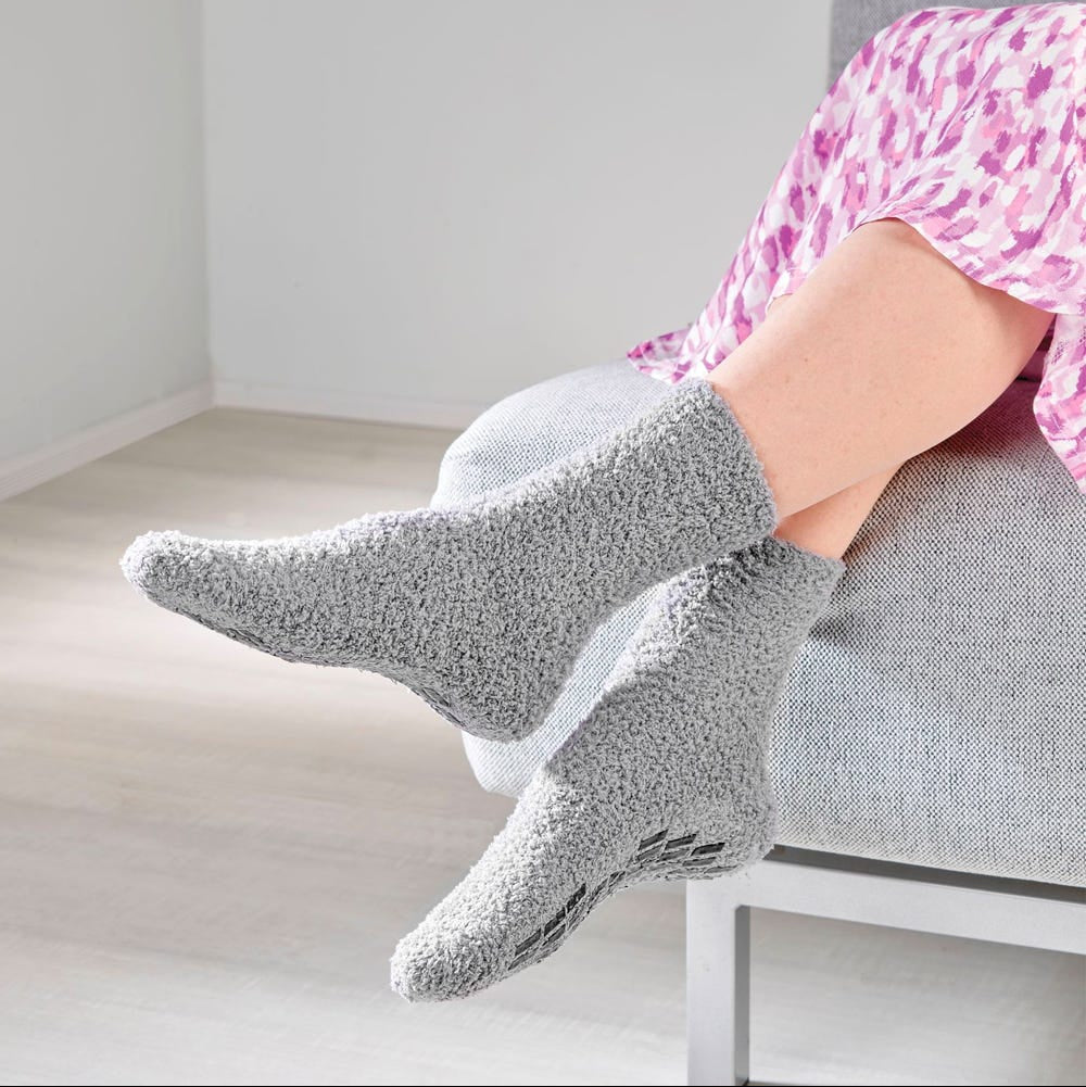 Non Gender Slip Resistant Fuzzy Socks - 6 Pack