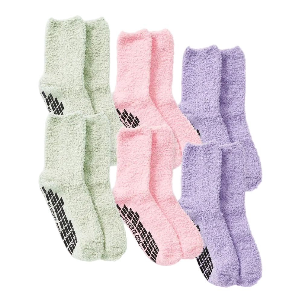 Non Gender Slip Resistant Fuzzy Socks - 6 Pack