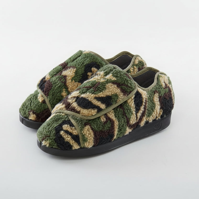 Men’s Adjustable Fit Easy-Closure Slippers - Sherpa Edition