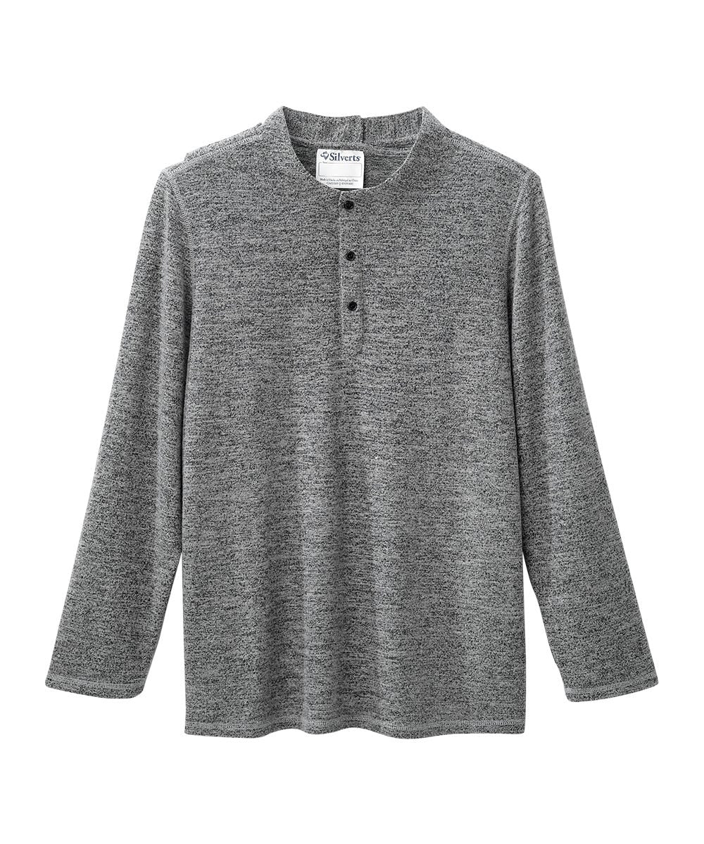 Men's Open Back Long Sleeve Henley Shirt