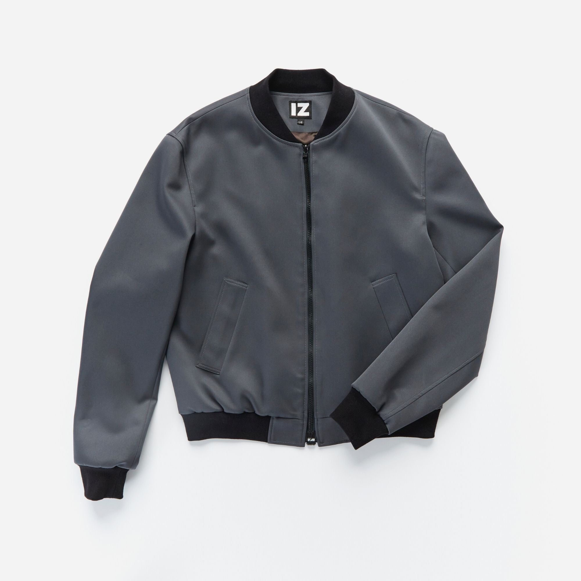 Madsikertis - Plain Button Accent Zip-Up Padded Bomber Jacket